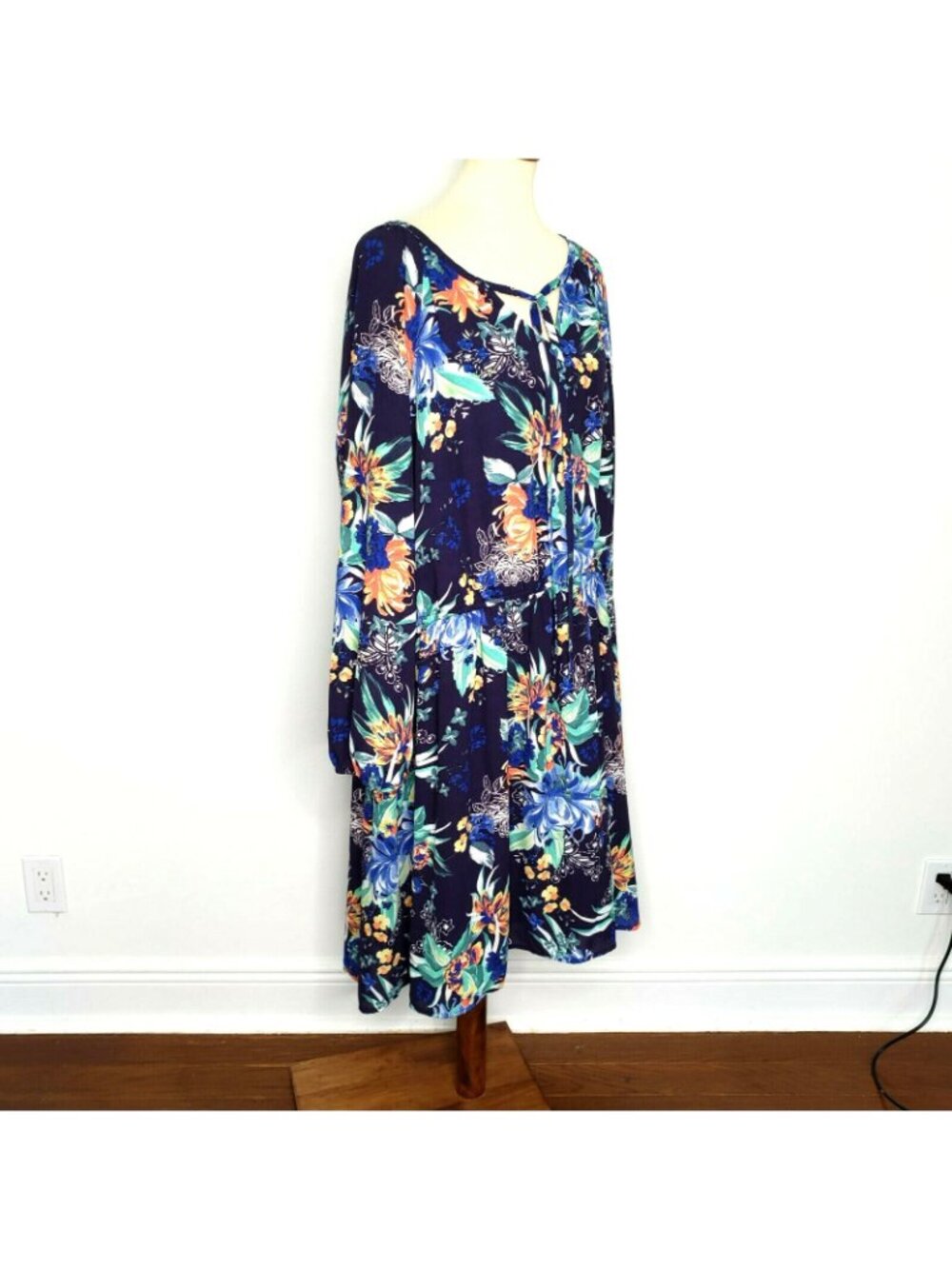 Ava & Viv Womens Navy Floral Print Long Sleeve Sheath Dress Size 3X - Picture 7 of 11